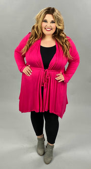 41 OT-J {Adventure Bound} Fuchsia Tie Front Cardigan PLUS SIZE XL 2X 3X