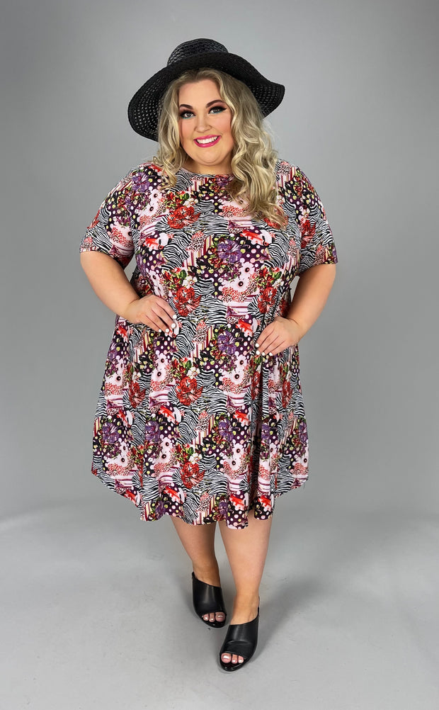 85 PSS-C {All Going On} ***SALE***Multi Color Multi Print Dress EXTENDED PLUS SIZES 3X 4X 5X