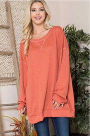 98 or 96 SLS-B {Autumn Threads} Rust Stretchy Knit Tunic PLUS SIZE 1X 2X 3X  SALE!!!