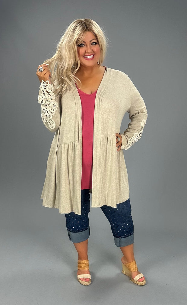 14 OT-U {Tour The Town} Oatmeal Babydoll Cardigan PLUS SIZE XL 2X 3X