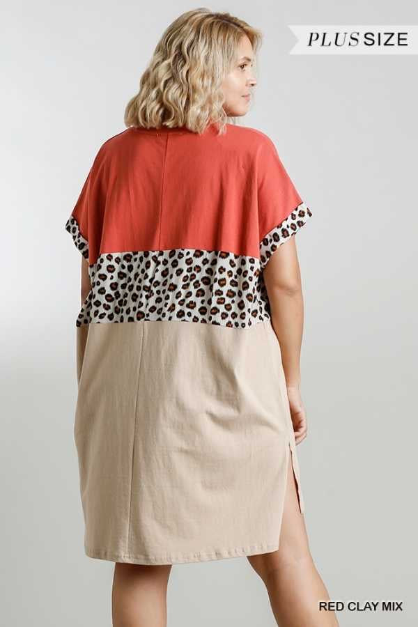 71 CP-B {Naturally Inclined} UMGEE Dress Animal Contrast Plus Size XL 1XL 2XL***SALE***