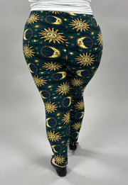 LEG-98  {When You See It} Hunter Green Print Leggings EXTENDED PLUS SIZE 3X/5X