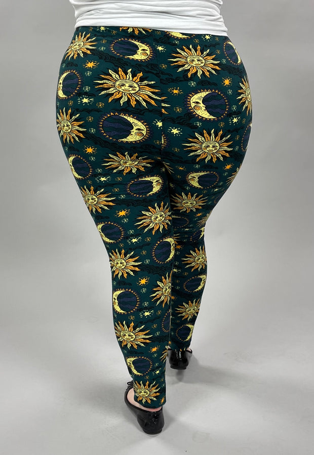 LEG-J  {When You See It} Hunter Green Print Leggings EXTENDED PLUS SIZE 3X/5X