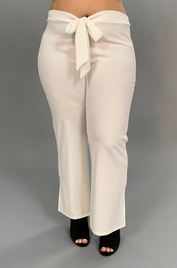 BT-Q "Embrace Elegance" Ivory Pants With Bow Front Detail PLUS SIZE ***FLASH SALE***