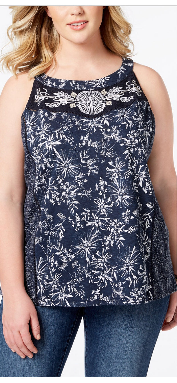 SV-A/M-109 {Style & Co} Navy Print Sleeveless Top Retail €44.50 ***FLASH SALE***