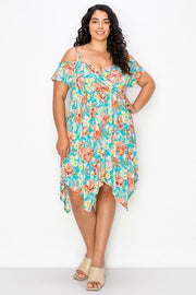 76 OS-A {Too Good To Me} Mint Floral V-Neck Dress CURVY BRAND!!!  EXTENDED PLUS SIZE 4X 5X 6X