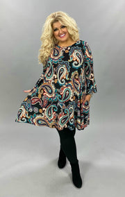 20 PQ-B {Have Hope} Black Paisley Bell Sleeve Tunic PLUS SIZE XL 2X 3X