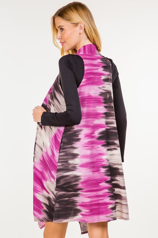 77 OT-Z {Confident Attitude} Magenta Tie Dye Vest PLUS SIZE 1X 2X 3X