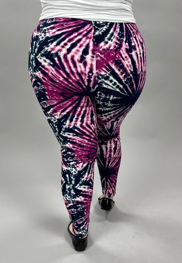 LEG-29  {Need To Look} Navy Tie Dye Leggings EXTENDED PLUS SIZE 3X/5X