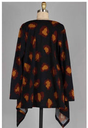 OT-A {Far From Over} Navy Camel Printed Cardigan  SALE!!! PLUS SIZE XL 2X 3X