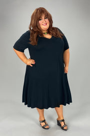 29 SSS-A {Standing True} Black V-Neck Dress W/Pockets EXTENDED PLUS SIZE 1X 2X 3X 4X 5X 6X