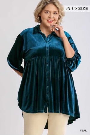 58 SQ-A {Complicated Feelings]  Teal  FLASH SALE!!UMGEE Tunic  PLUS SIZE XL 1X 2X