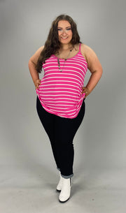 69 SV-A {Not My Last Stripe}  Hot Pink Reversible Cami PLUS SIZE 1X 2X 3X