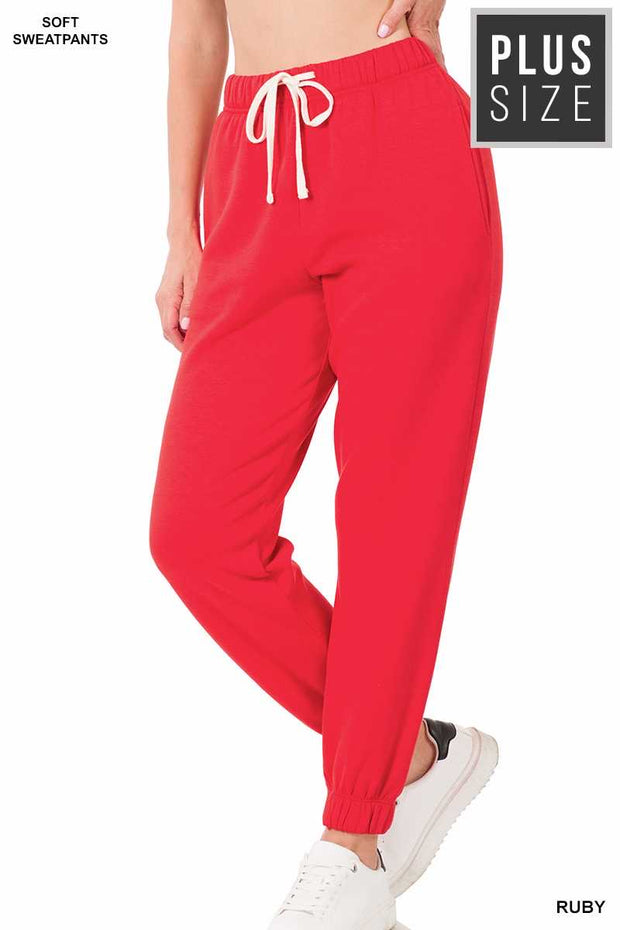 LEG-16 {Simply Cozy} Ruby Red Fleece Lined Jogging Pants SALE!! PLUS SIZE 1X 2X 3X