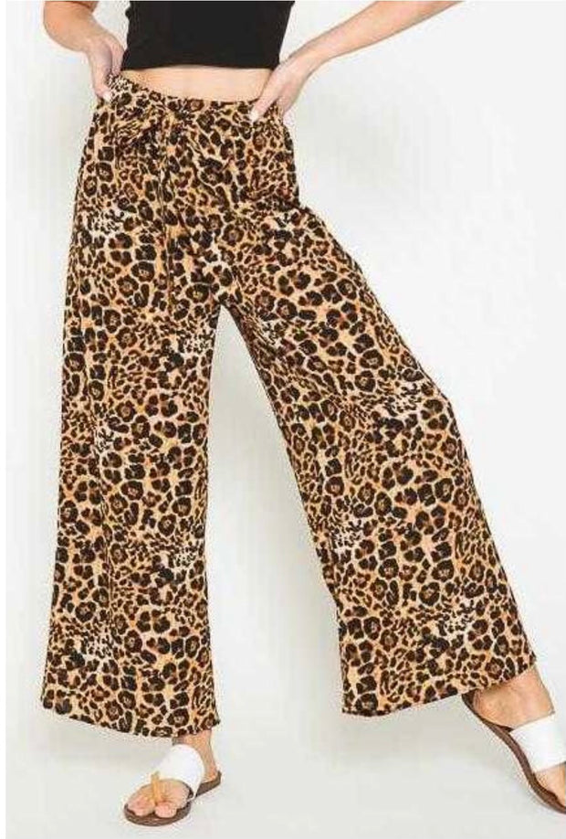 LEG-D {That's Classy} Brown Animal Print Wide Leg Pant PLUS SIZE 1X 2X 3X