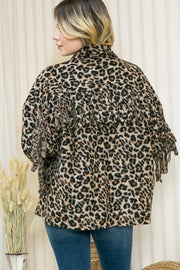 27 OT-B {Luxury Meets Wild} Leopard Print Jacket w/Fringe PLUS SIZE 1X/2X  2X/3X