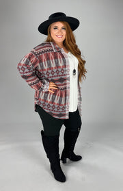 99 OT-D {A Different Story} Grey/Mauve Aztec Print Jacket SALE!!! PLUS SIZE XL 2X 3X