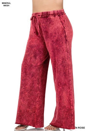 LEG-98  {Leave You Lounging} Rose Mineral Wash Lounge Pants PLUS SIZE 1X 2X 3X