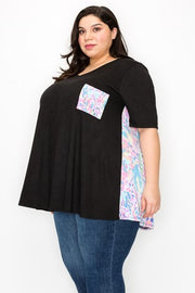 86 CP-C {Once Upon A Pocket} Black/Multi Floral Tunic EXTENDED PLUS SIZE 3X 4X 5X