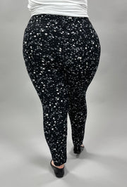 LEG-17 {Star Light}  Black Small Star Print Leggings EXTENDED PLUS SIZE 3X/5X