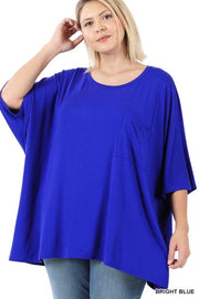 27 SSS-H {Basically Perfect} Bright Blue Pocket Top PLUS SIZE 1X 2X 3X