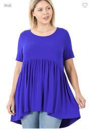 32 SSS-H {Feeling The Love} Bright Blue Babydoll Tunic PLUS SIZE 1X 2X 3X