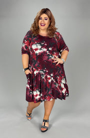 35 OR 17 PLS-D {Love Struck} Burgundy Tie Dye Ruffled Dress PLUS SIZE 1X 2X 3X