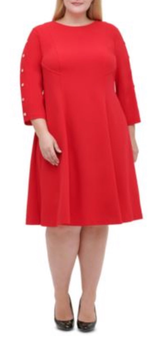 LD-F M-109  {Tommy Hilfiger} Red Dress Retail 124.00 PLUS SIZE 18W