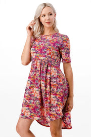 30 PSS-D {Sweet as a Flower} ***SALE***Magenta Floral Babydoll Dress PLUS SIZE 1X 2X 3X