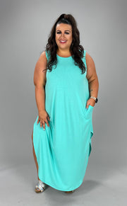 LD-L {Adoration} MINT Sleeveless Maxi Dress PLUS SIZE 1X 2X 3X