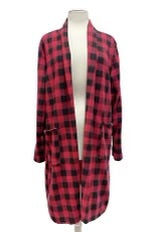 57 OT-H {In Session} Red/Black Check Print Duster w/Pocket EXTENDED PLUS SIZE 1X 2X 3X 4X 5X