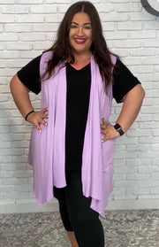 68 OT-D {Breath in & Out} SALE!! Lavender Sleeveless Cardigan PLUS SIZE 1X 2X 3X