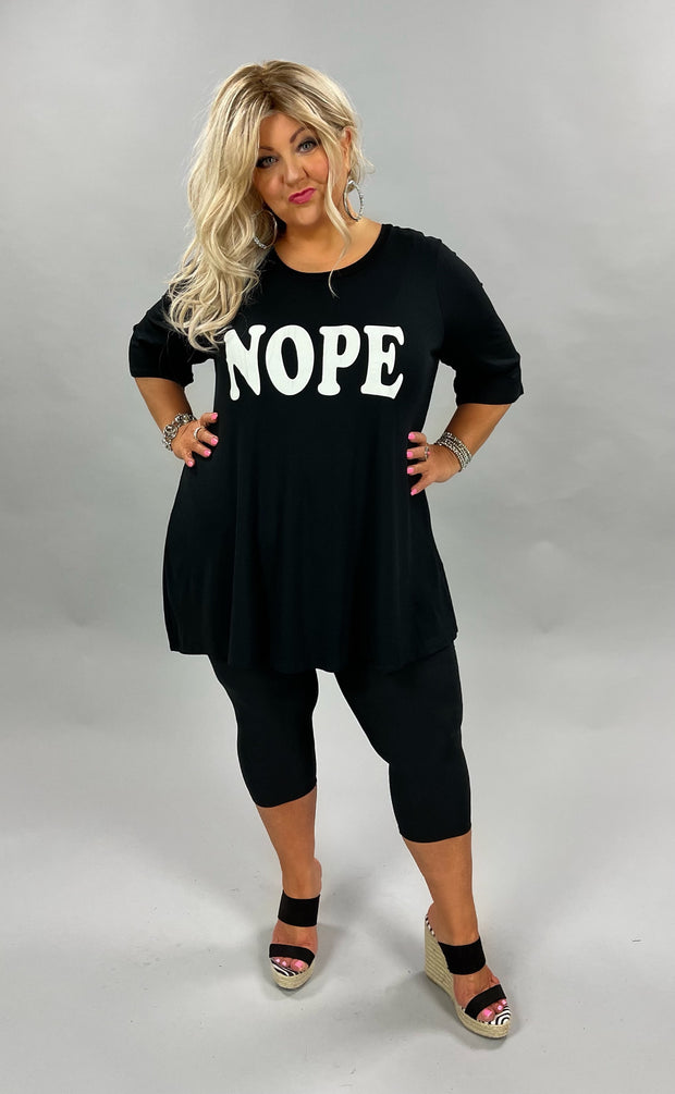 96 or 17 GT-E {Nope} Black "Nope" Graphic Tee CURVY BRAND!!  EXTENDED PLUS SIZE 3X 4X 5X 6X