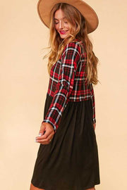 74 CP-C {My Point Exactly} Black/Red Plaid Dress w/Pockets PLUS SIZE XL 2X 3X