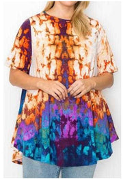 27 PSS-X {Gentle Reminder} Multi-Color Tie Dye Top PLUS SIZE 1X 2X 3X