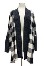 56 OT-C {Draw You In} Ivory Large Check Print Cardigan EXTENDED PLUS SIZE 1X 2X 3X 4X 5X