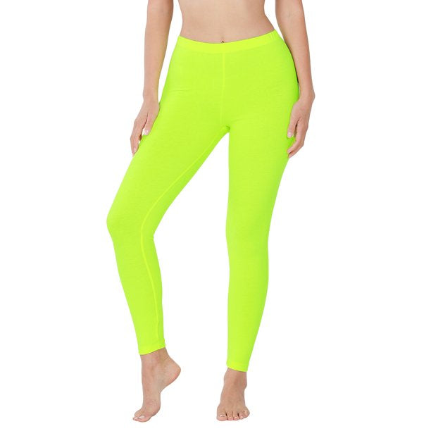 LEG-9 {Demand Attention) Lime Butter Soft Full Length Leggings Plus Size