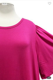 15 SSS-J {Being Optimistic} Fuchsia Short Sleeve Tunic EXTENDED PLUS SIZE 3X 4X 5X