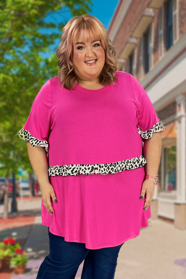 59 PSS-B {Never Without} Fuchsia Tunic w/Animal Print CURVY BRAND!!!  EXTENDED PLUS SIZE XL 2X 3X 4X 5X  6X