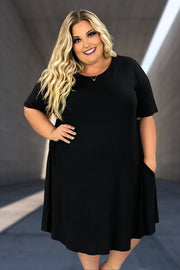 60 SSS-H {Secret Admirer} Black Midi Dress w/Pockets EXTENDED PLUS SIZE 4X 5X 6X