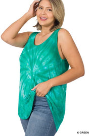 18 SV-X {Saltwater Feels} K.Green Tie Dye Sleeveless Top PLUS SIZE 1X 2X 3X