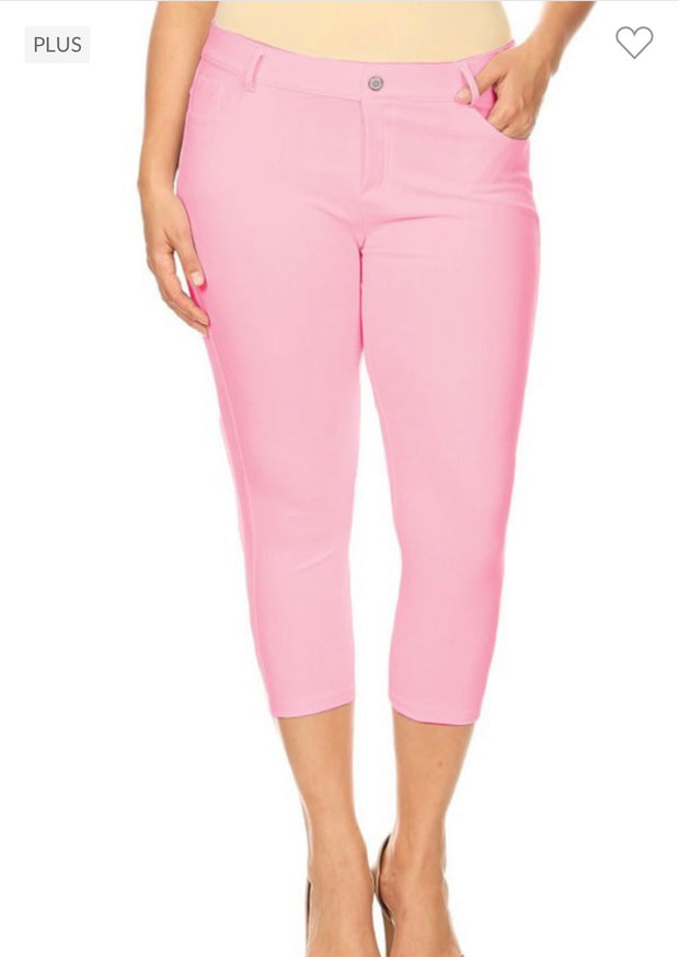 LEG {Pink Revolution} Baby Pink Capri Length Jeggings  PLUS SIZE 1X 2X 3X