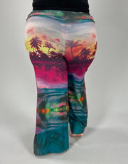 BT-D {Sunset Inspired} Multi-Color Sunset Print Palazzo Pants SALE!!! PLUS SIZE 1X 2X 3X