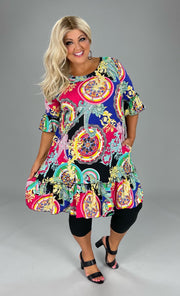 33 PSS-I {Bright Futures} Fuchsia Purple Paisley Dress PLUS SIZE 1X 2X 3X