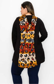 59 OR 32 HD-B {Admiration} Black/Rust Animal Print Hoodie CURVY BRAND!! EXTENDED PLUS SIZE 4X 5X 6X