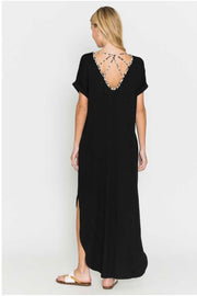 LD-Z {Boardwalk Beauty} ***SALE***Black Leopard Detail Maxi Dress PLUS SIZE 1X 2X 3X