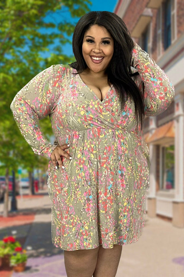 27 PLS-J {Confetti Dreams} Multi-Color Dress w/Pockets PLUS SIZE 1X 2X 3X