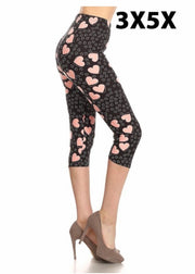 Leg-14 {Simple Love} Heart Printed Capri Leggings