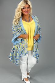 42 OT-B {Falling Away} Umgee  SALE!! Sky Blue Floral Kimono PLUS SIZE XL/1X  1X/2X