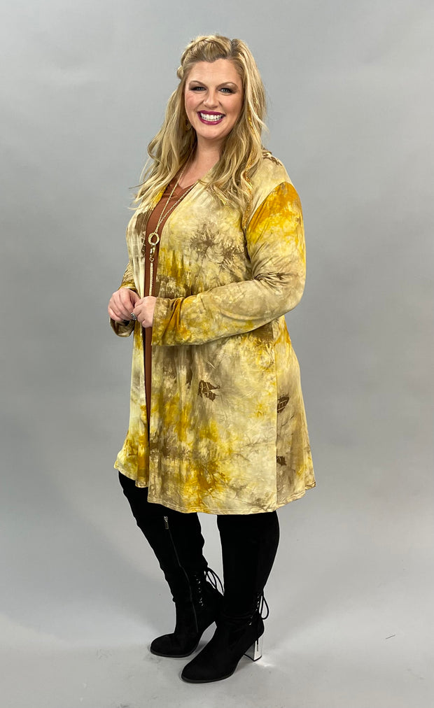 25 OT-F {My Natural Beauty} Mustard Tie Dye Cardigan PLUS SIZE 1X 2X 3X